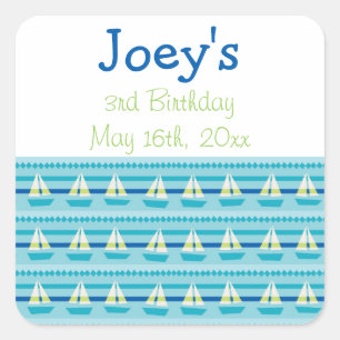 Nautical Sailboat Birthday Square Sticker