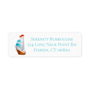 Nautical Sailboat Blue Turquoise - Beach Ocean Return Address Label
