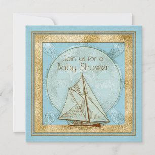Nautical Sailboat Boy Baby Shower Invitation