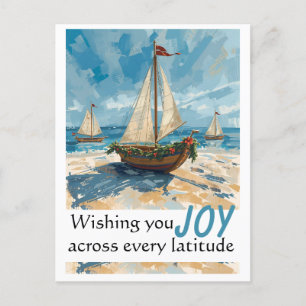 Nautical Sailboat Christmas Post Card