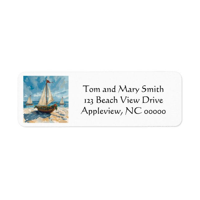 Nautical Sailboat Christmas Return Address Label (Front)