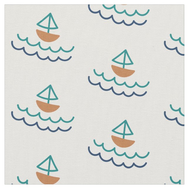 Nautical Sailboat Fabric (Close Up)