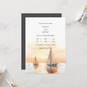 Nautical Sailboat-Inspired Sea Horizon Wedding  Invitation