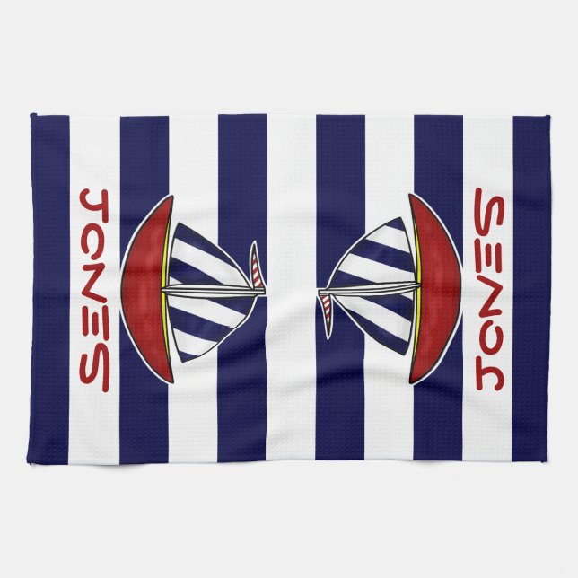 Nautical Sailboat Kitchen Towel (Horizontal)