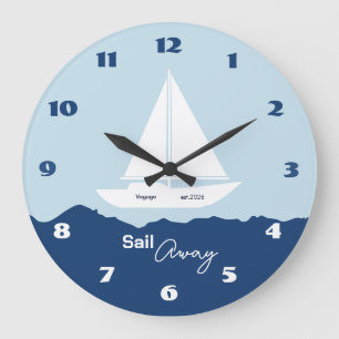 Nautical Sailboat Large Clock