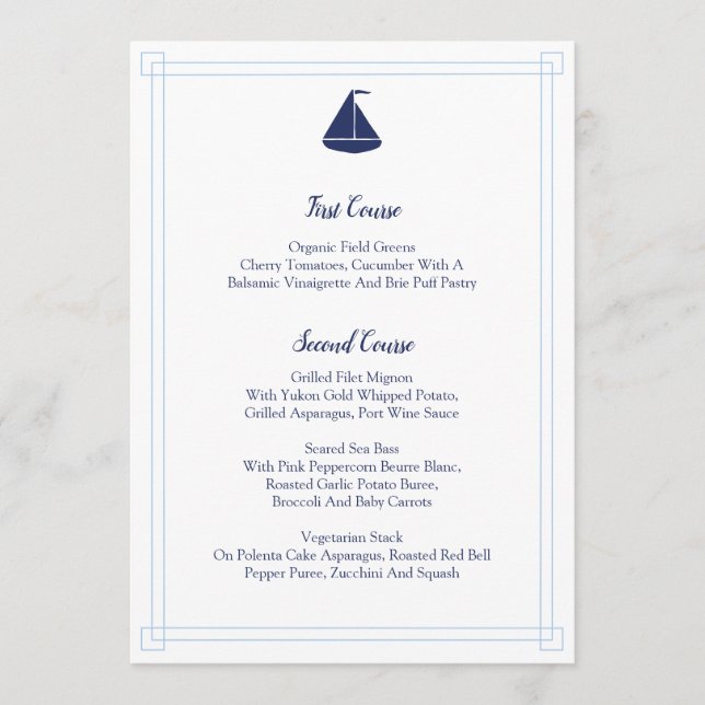 Nautical Sailboat Menu (Front)