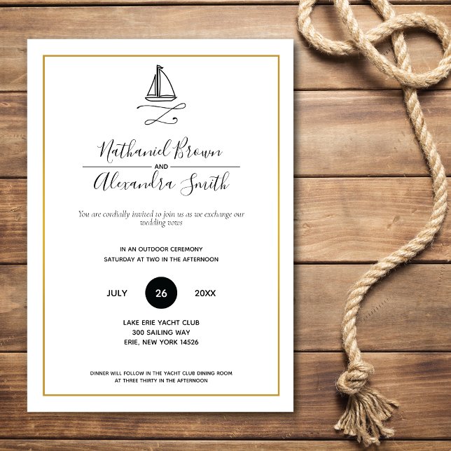 Nautical Sailboat Minimal Wedding Invitation (Creator Uploaded)