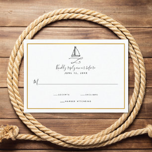 Nautical Sailboat Minimal Wedding RSVP Card