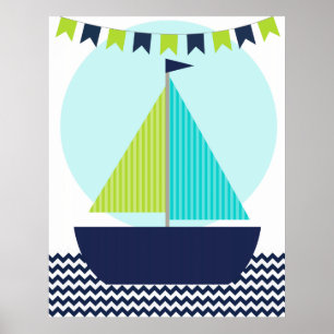 Nautical Sailboat Nursery Poster