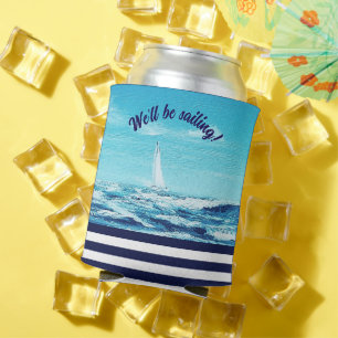 Nautical/sailboat/ocean waves/We'll be sailing! Can Cooler