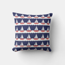 Nautical Sailboat Pattern Navy Blue and Red
