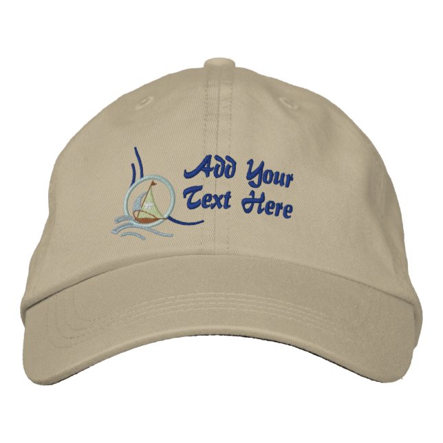 Nautical Sailboat Personalised Embroidery Embroidered Hat (Front)