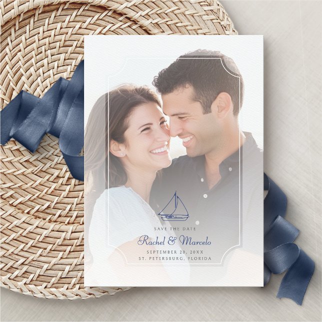 Nautical Sailboat Photo Wedding Save the Date (Creator Uploaded)