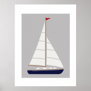 Nautical sailboat printable art poster