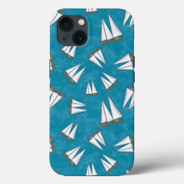 Nautical Sailboat Sailing Adventure Blue Case-Mate iPhone Case (Back)