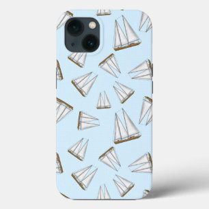 Nautical Sailboat Sailing Adventure Light Blue iPhone 13 Case