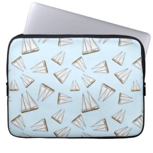 Nautical Sailboat Sailing Adventure Light Blue Laptop Sleeve