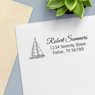 Nautical Sailboat Sailing Boat Yacht Address 3 Self-inking Stamp