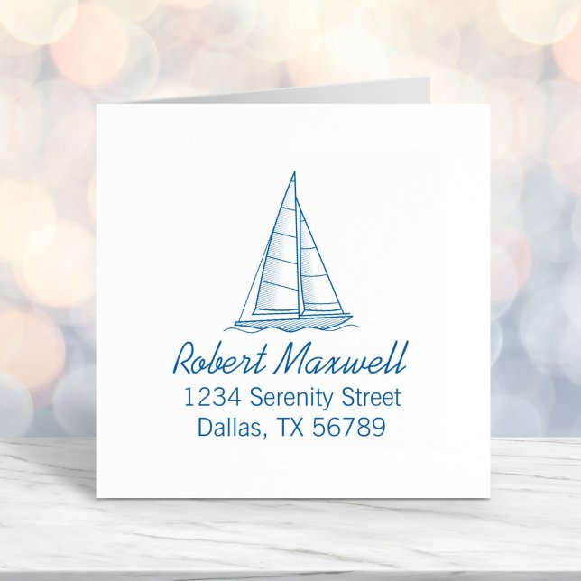 Nautical Sailboat Sailing Boat Yacht Address 8 Self-inking Stamp (Creator Uploaded)