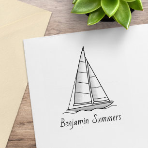 Nautical Sailboat Sailing Boat Yacht Custom Name Rubber Stamp