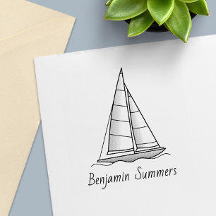 Nautical Sailboat Sailing Boat Yacht Custom Name Self-inking Stamp