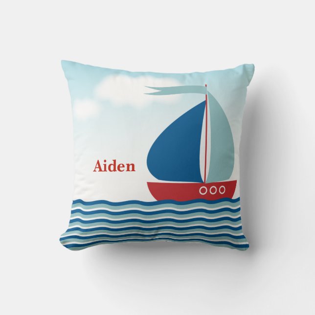Nautical Sailboat Sailing Boys Cushion (Front)