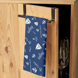 Nautical Sailboat Sailing Cotton   Tea Towel