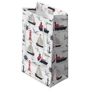 Nautical Sailboat Sailor Baby Boy Shower Party Small Gift Bag