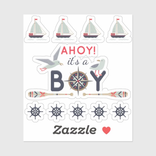 Nautical Sailboat Ship Ahoy Baby Boy Scrapbook (Sheet)