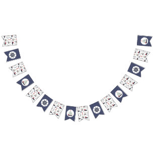 Nautical Sailboat Ship Wheel Baby Boy Shower Party Bunting