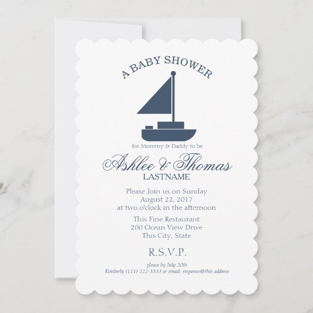Nautical Sailboat Shower Invitation (Front)