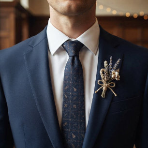 Nautical Sailboat & Star Compass Navy Blue Tie