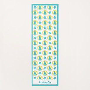 Nautical Sailboat Teal Yellow Zen Yoga Namaste Mat