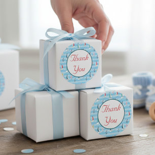 Nautical Sailboat Thank You Classic Round Sticker