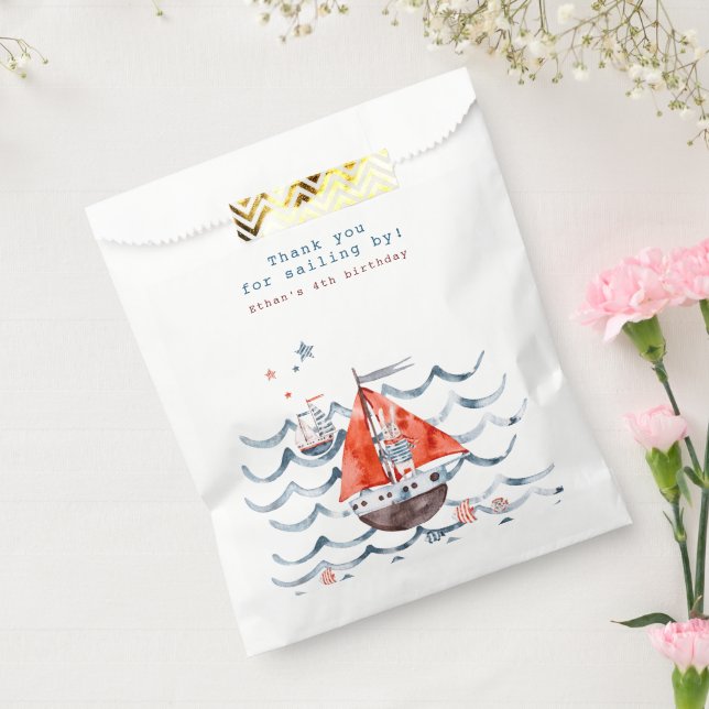 Nautical Sailboat Thank You Kids Birthday Favour Bag (Sealed)
