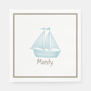 Nautical sailboat upsherin napkin