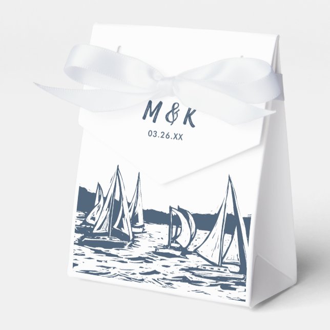 Nautical Sailboat Wedding Favour Box (Front Side)
