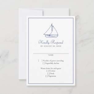 Nautical Sailboat Wedding RSVP Card