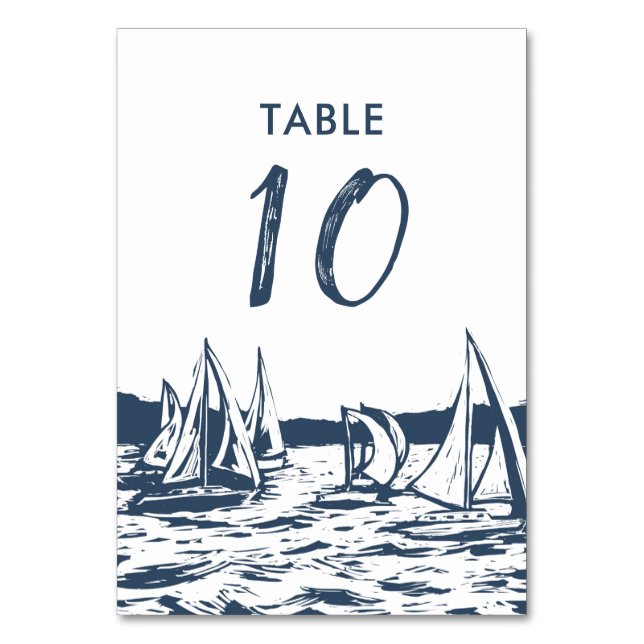 Nautical Sailboat Wedding Table Card (Front)