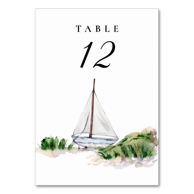 Nautical Sailboat Wedding Table Number (Front)