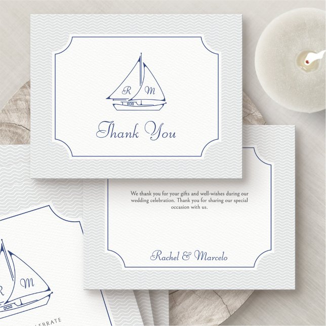 Nautical Sailboat Wedding Thank You Card (Creator Uploaded)