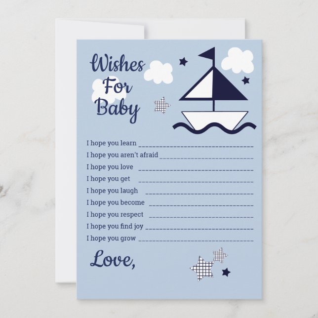 Nautical Sailboat Wishes for Baby Card (Front)