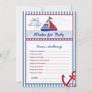 Nautical Sailboat Wishes for Baby Card