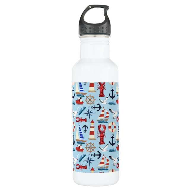 Nautical Sailboats 710 Ml Water Bottle (Front)