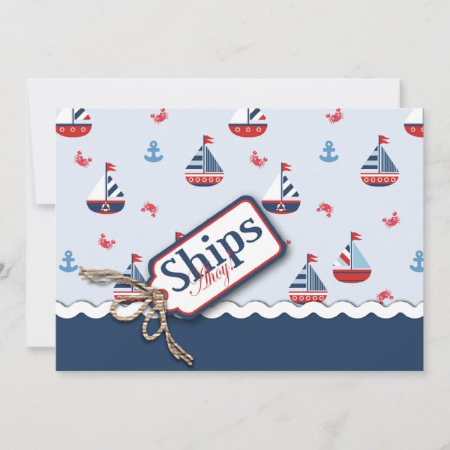 Nautical Sailboats Baby Shower Invitations (Front)