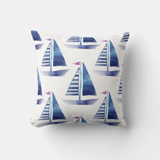 Nautical Sailboats Pattern Cushion (Front)