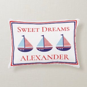 Nautical Sailboats Sweet Dreams Baby Decorative Cushion