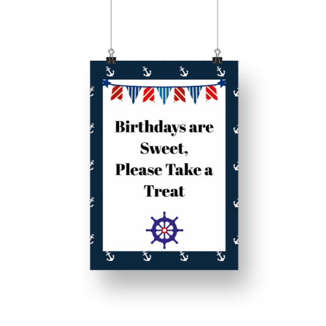 Nautical Sailing Birthday Party Sign (Creator Uploaded)