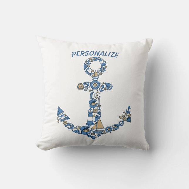 Nautical Sailing Boat Anchor Unusual Lighthouse Cushion (Front)