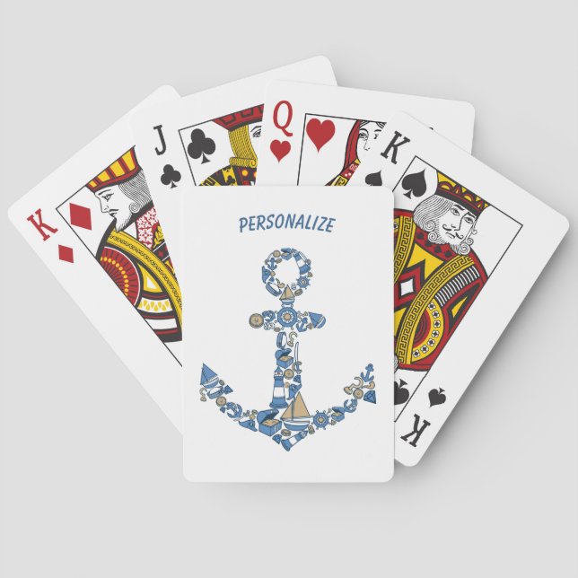 Nautical Sailing Boat Anchor Unusual Lighthouse Playing Cards (Back)